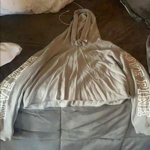 Cropped gray PINK hoodie